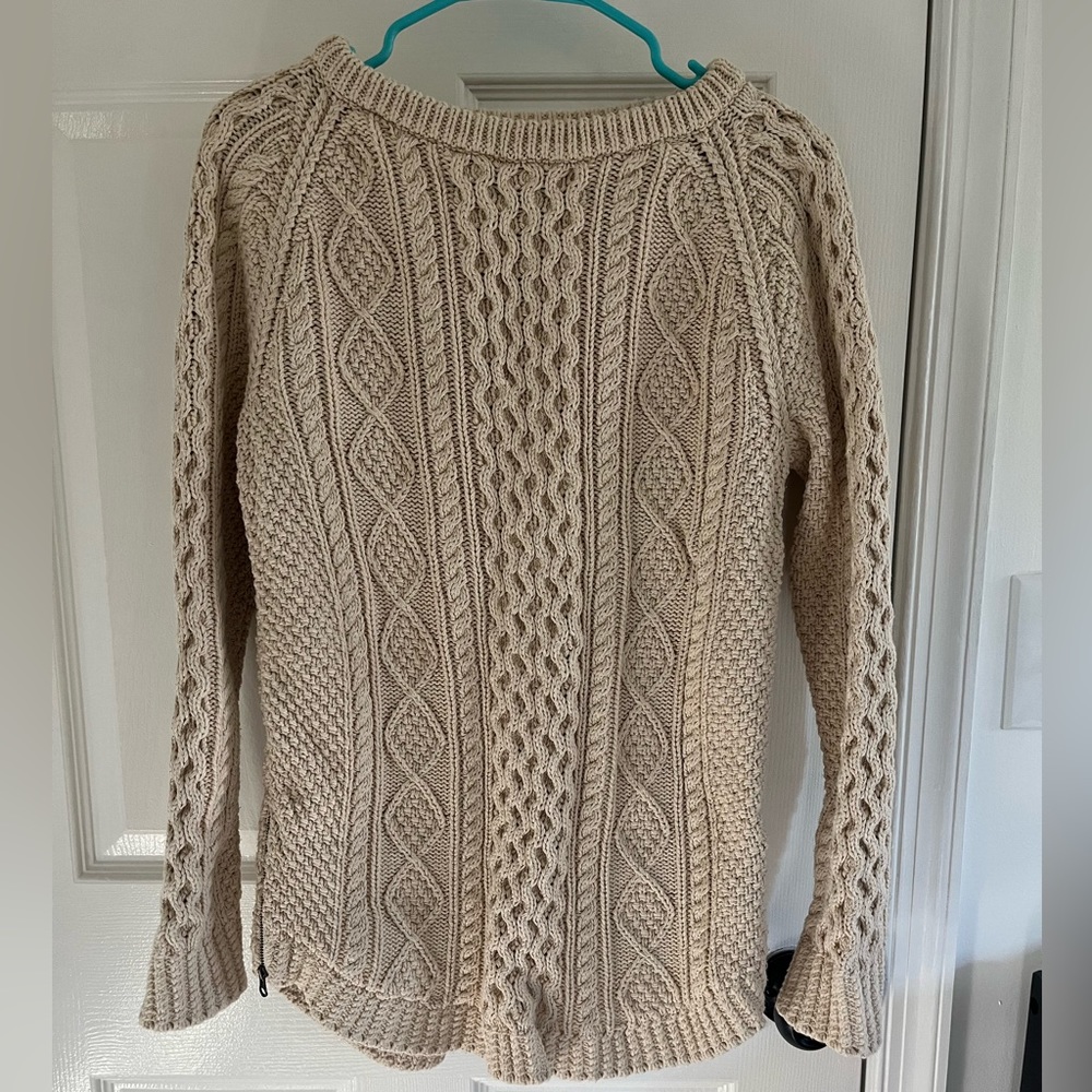 LL bean fisherman sweater, small, beige